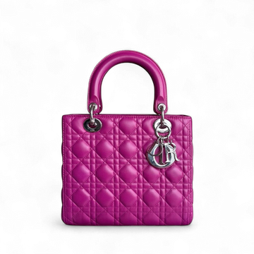 Dior Lady Medium - Cannage Lambskin Purple Silver Hardware NO STRAP
