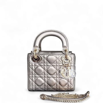 Dior Lady Mini - Cannage Calfskin Bronze Metallic Gold Hardware Chain Strap