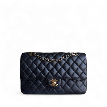 Chanel Classic Flap Medium - Caviar 25CM Quilted Grained Calfskin Black Gold Hardware Series 14