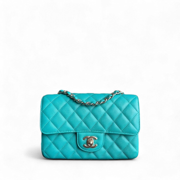 Chanel Classic Flap Mini - Caviar Quilted Grained Calfskin Cyan Gold Hardware Series 23
