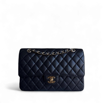 Chanel Classic Flap Medium - Caviar 25CM Quilted Grained Calfskin Black Gold Hardware Series 13