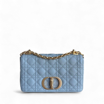 Dior Caro Medium - Cannage Grained Calfskin Grey Gray Gold Hardware