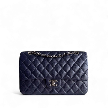 Chanel Classic Flap Medium - Caviar Quilted Grained Calfskin Dark Blue Silver Hardware Series 19
