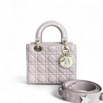 Dior Lady Small Flap - Cannage Lambskin Blush Gold Hardware