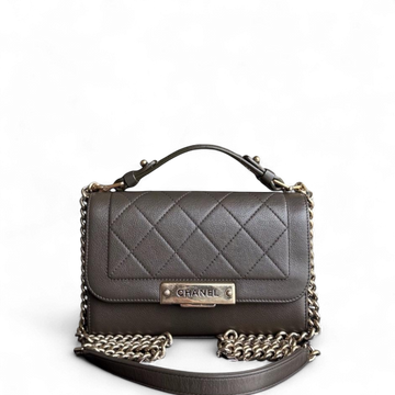 Chanel Label Click Small - Quilted Calfskin Dark Green Gold Hardware Series 23