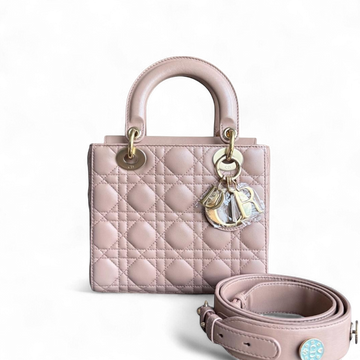 Dior Lady Small Flap - Cannage Lambskin Blush Pink Gold Hardware