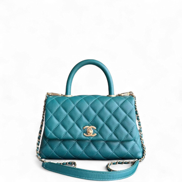 Chanel Coco Handle Small - Caviar Quilted Grained Calfskin Green Gold Hardware Series 27