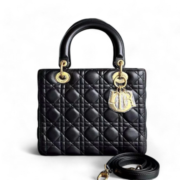 Dior Lady Medium Cannage Lambskin Black GHW