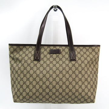 G*G Beige Leather CS Monogram Canvas  Tote Bag (SHA-24514)