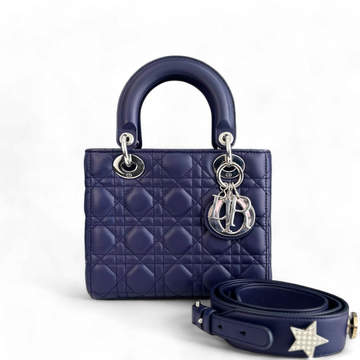 Dior Lady Small - Cannage Lambskin Dark Blue Silver Hardware