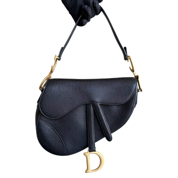 Dior Saddle Medium - 25CM Calfskin Black Gold Hardware