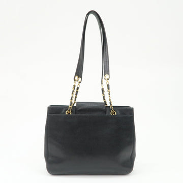 CHANEL Caviarskin Chain Tote Bag Shoulder Bag Black