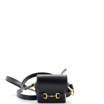GUCCI Horsebit 1955 AirPods Case Crossbody Bag Leather