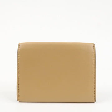 FENDI Zucca Baguette Leather Micro Tri-fold Wallet Beige 8M0395 Used