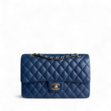Chanel Classic Flap Medium - Caviar 25CM Quilted Dark Blue Gold Hardware Series 26