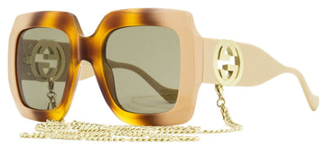 Gucci Women's Square Chain Sunglasses EC1022S 003 Ivory/Havana 54mm