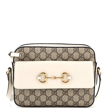 GUCCI Horsebit 1955 Flap Pocket Camera Bag GG Coated Canvas Small