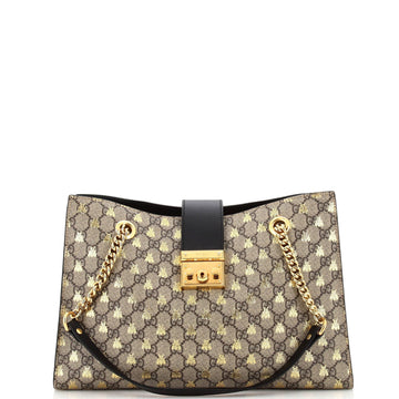 GUCCI Padlock Chain Tote Printed GG Coated Canvas Medium
