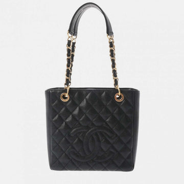 Black Caviar Skin Matelasse PST Petite Tote Bag