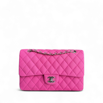 Chanel Classic Flap Medium - Caviar Iridescent 25CM Quilted Pink Silver Hardware Series 18