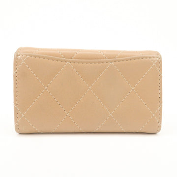 CHANEL Matelasse Lamb Skin COCO Mark 6 Ring Key Case Beige A84400
