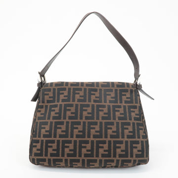 FENDI Mamma Baguette Canvas Leather Shoulder Bag Silver HDW 26325 Used