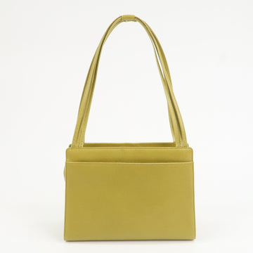CHANEL COCO Mark Caviaskin Leather Tote Bag Hand Bag Yellow