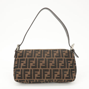 FENDI Mamma Baguette Zucca Canvas Shoulder Bag Brown Black 26424 Used