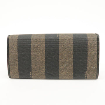 FENDI Pequin PVC Canvas Long Wallet Black Brown T20615 Used