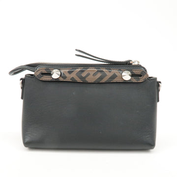 FENDI Zucca By The Way Leather 2Way Shoulder Bag Black Brown 8BL145 Used
