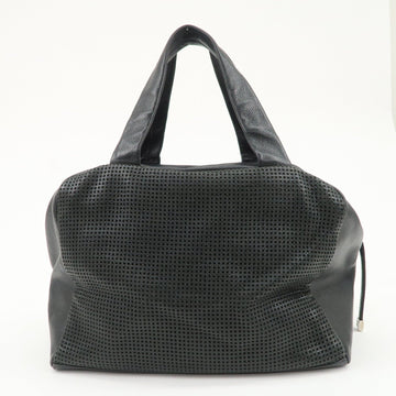 CHANEL COCO Mark Caviarskin Punching Boston Bag Black Used