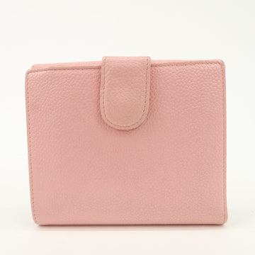 CHANEL COCO Mark Caviarskin Bi-fold Wallet Compact Wallet Pink