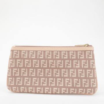 FENDI Zucchino Canvas Leather Pouch Purse Pink 8N0038