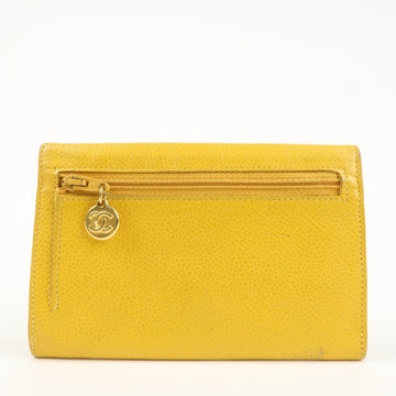 CHANEL COCO Mark Caviarskin Bi-Fold Card Case Coin Case 4072657 Used