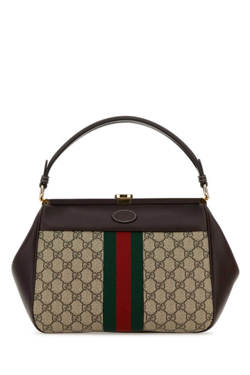 Gucci Women Gg Supreme Fabric And Leather Handbag