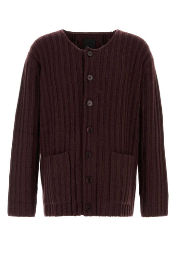 Givenchy Men Burgundy Cashmere Cardigan