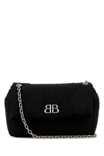 Balenciaga Women Black Nylon Medium Monaco Shoulder Bag