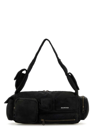 Balenciaga Men Black Nylon Superbusy S Shoulder Bag