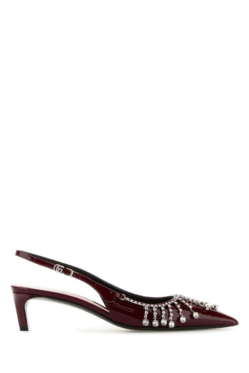 Gucci Women Burgundy Leather Pumps