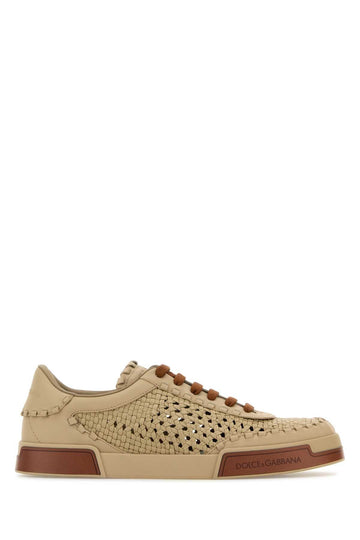 Dolce & Gabbana Men Cappuccino Leather Portofino Sneakers