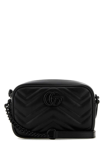 Gucci Women Black Leather Mini Marmot Crossbody Bag