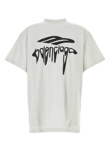 Balenciaga Men Light Grey Cotton Oversize T-Shirt