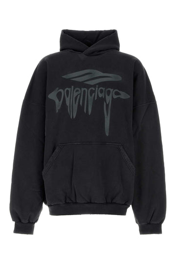 Balenciaga Men Charcoal Cotton Sweatshirt