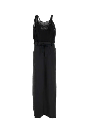 Balenciaga Women Black Georgette And Jersey Patched Slip Dress
