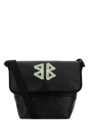 Balenciaga Men Black Leather Explorer Crossbody Bag