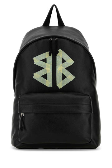 Balenciaga Men Black Leather Explorer Backpack