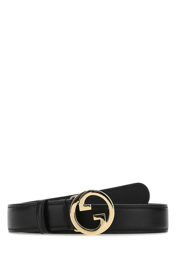Gucci Women Black Leather Gucci Blondie Belt