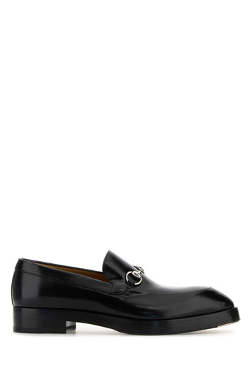 Gucci Men Black Leather Loafers
