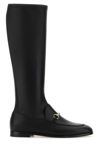 Gucci Women Black Leather Jordaan Boots