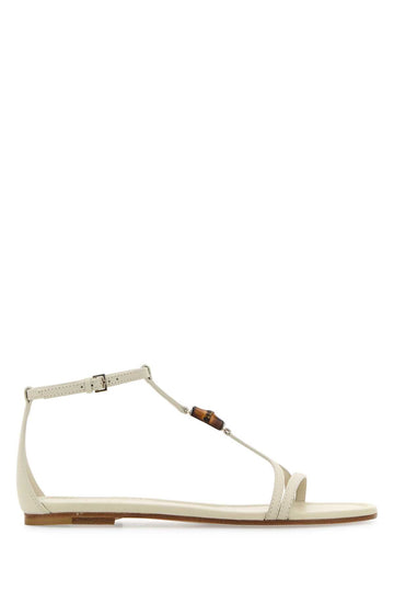 Gucci Women Chalk Leather Sandals